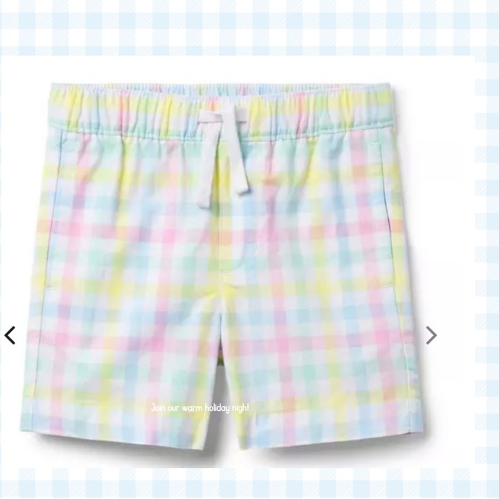 Janie and Jack Pastel Gingham Drawstring Shorts - Pink, Blue, Yellow, Green NWOT